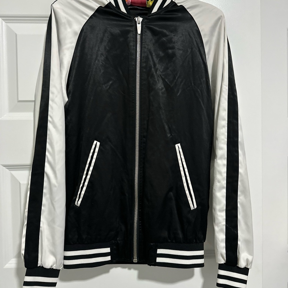 Zara Varsity Bomber Jacket Black and White
